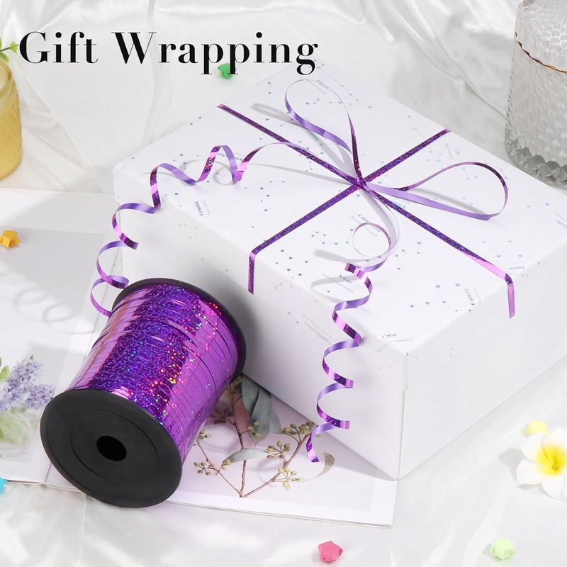 OMISELIO Purple Curling Ribbon - 500 Yard Shiny Metallic Curling Ribbon for Gift Wrapping, Balloons, Halloween & Birthday Parties - Image 3